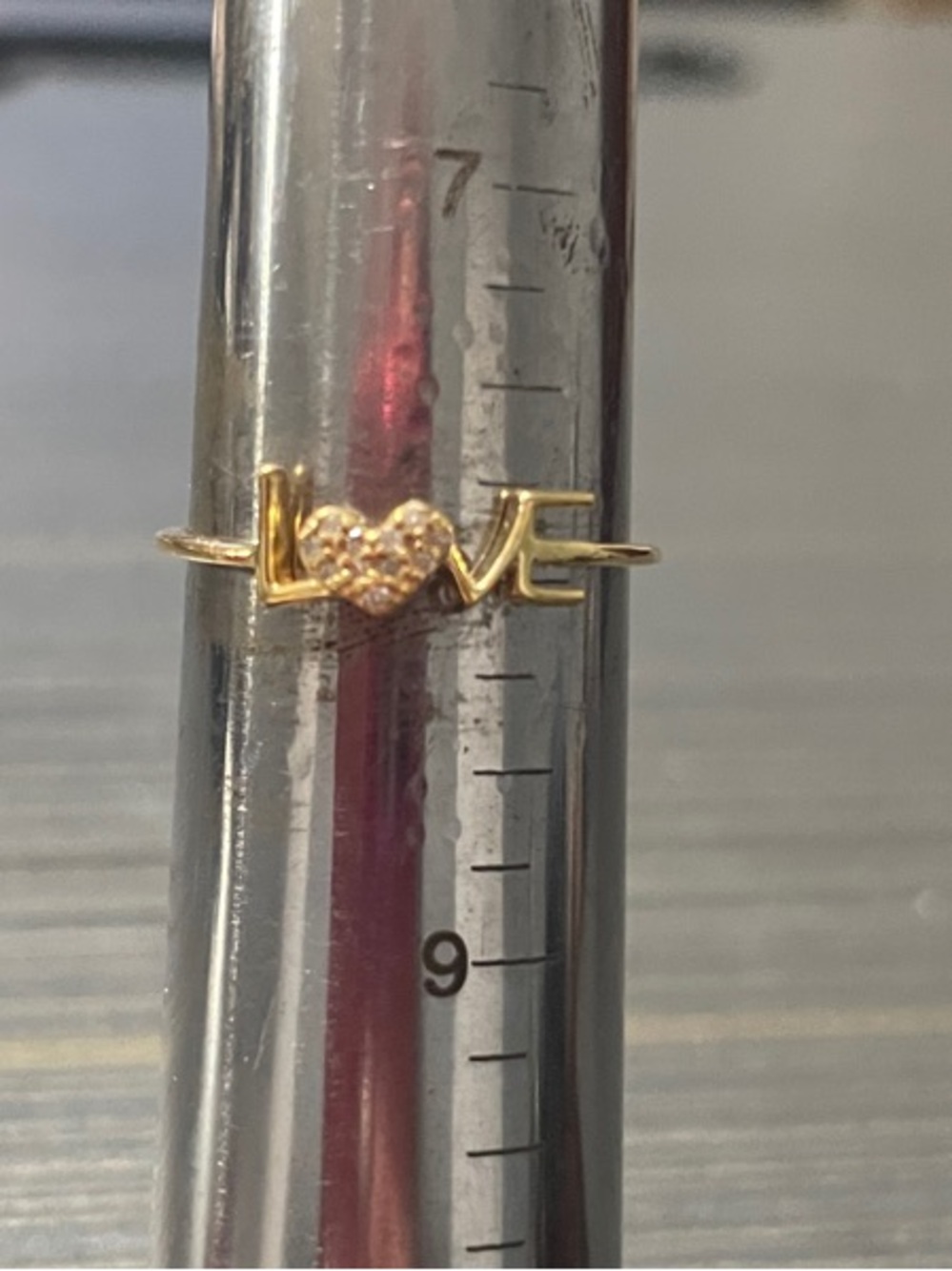 Gold Vermeil 'LOVE' Heart Ring w/ Lab Diamonds